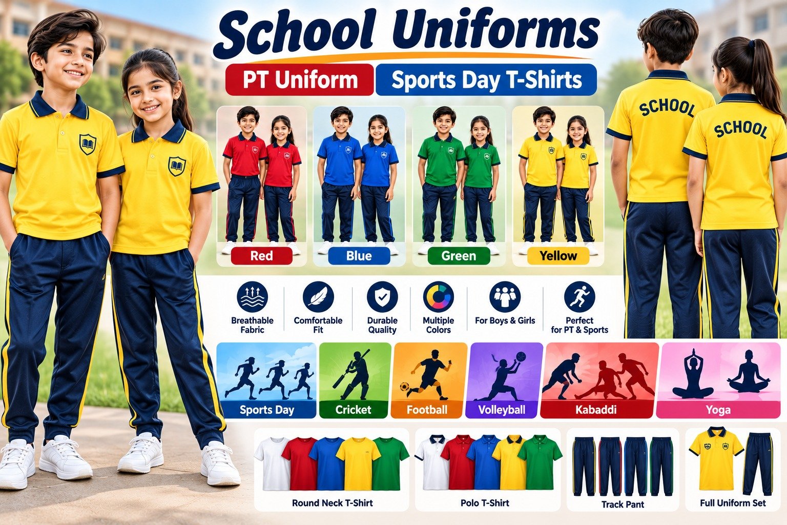School PT uniforms and sports day T-shirts